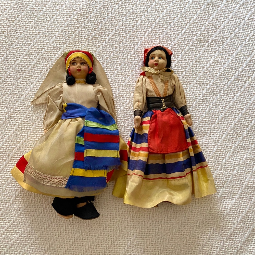 Vintage Italian Dolls.  Traditional Dress. EROS Toy Souvenirs in Capri Costume